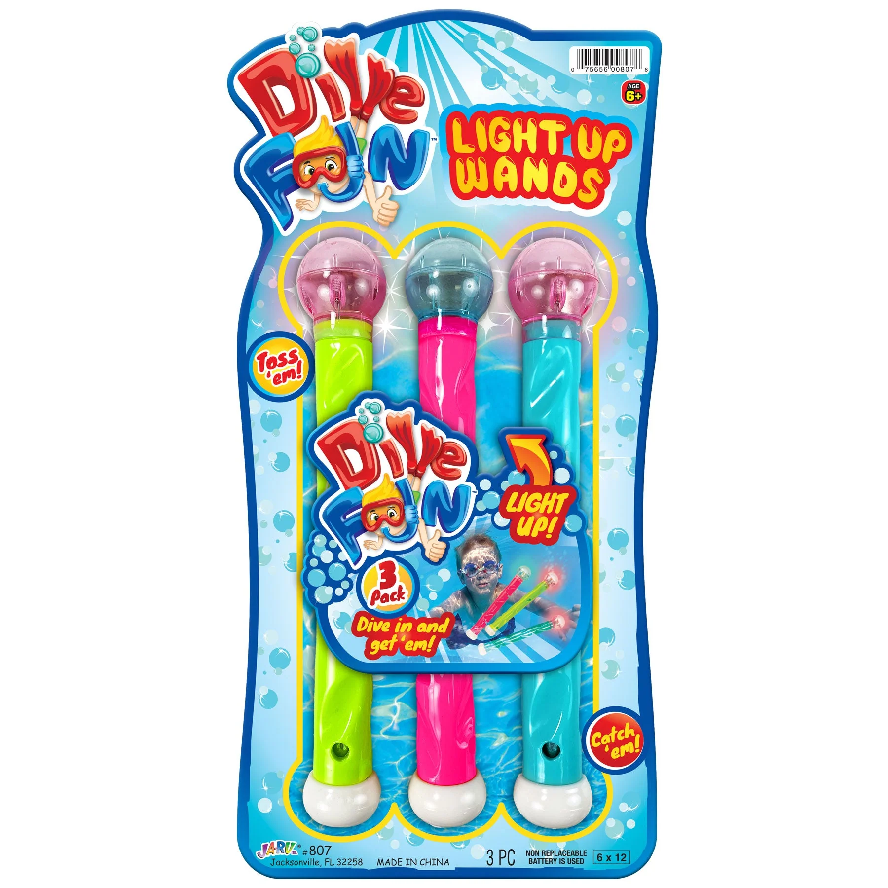 Dive Light Up Wands 3-Pack Swimming Pool Toy Underwater Game
