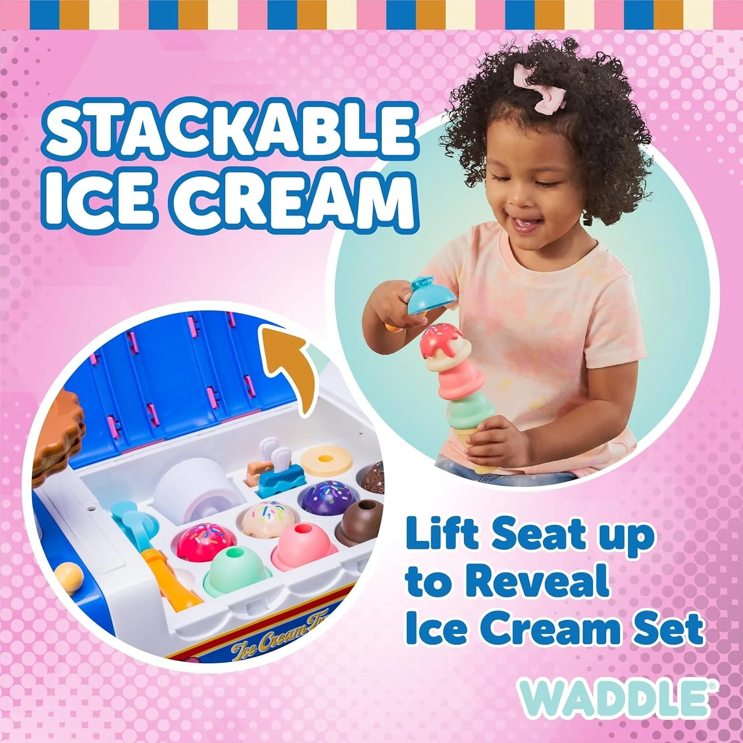 WADDLE Ice Cream Toy Truck for Kids - Ride On Toddlers Toys