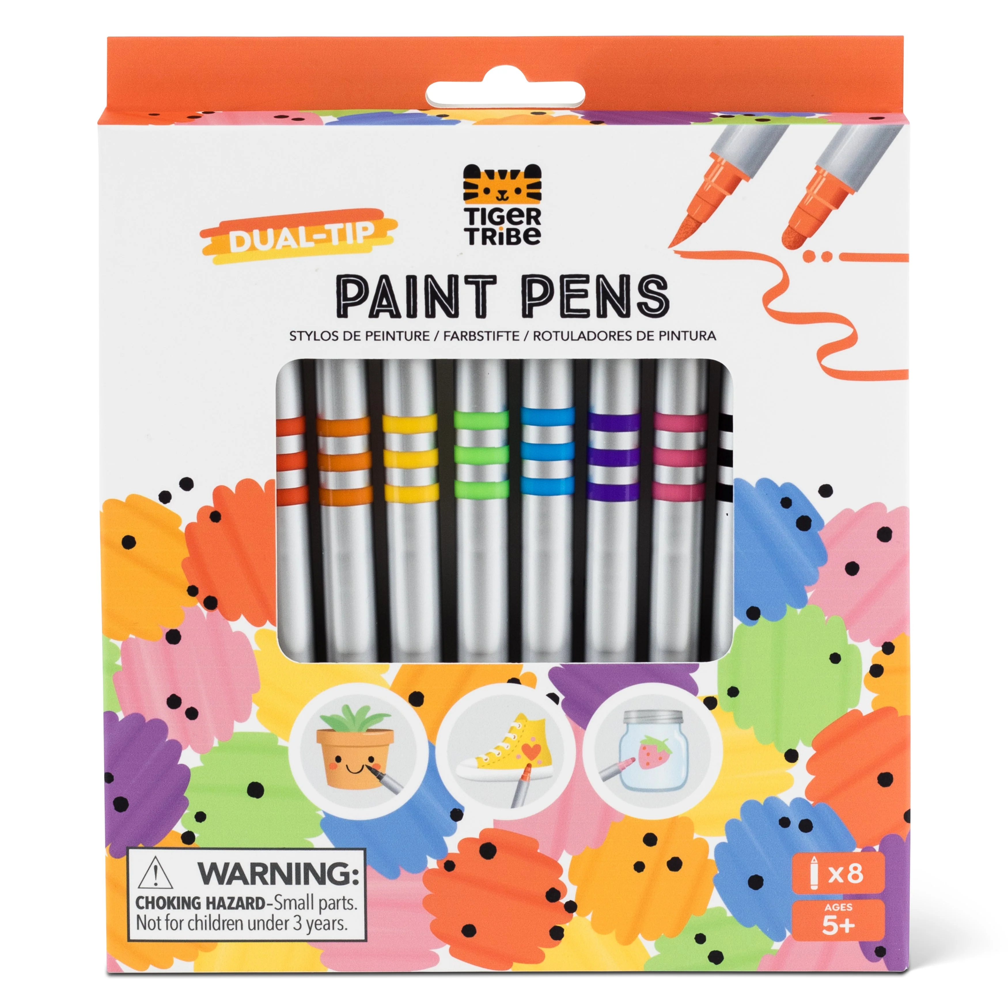 Tiger Tribe Dual-Tip Paint Pens 8-Pack Brush and Round Markers 4 Tiger Tribe Dual-Tip Paint Pens 8-Pack Brush and Round Markers