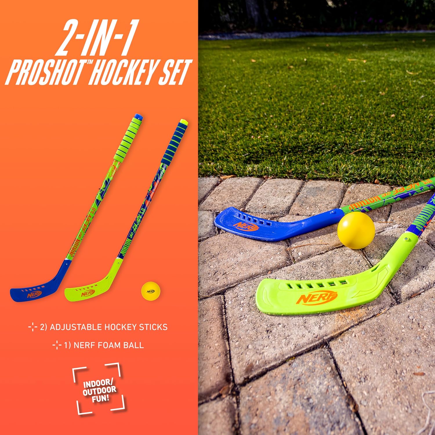 Franklin Sports NERF Proshot Hockey Sticks Toy Set Blue/Green 2 Franklin Sports NERF Proshot Hockey Sticks Toy Set Blue/Green