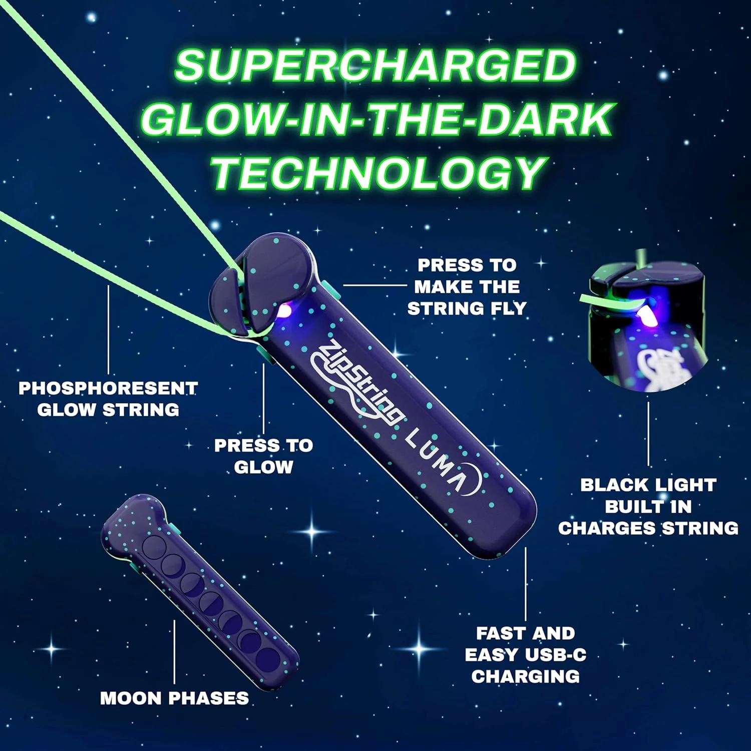 ZipString Luma Glow String Toy 4 ZipString Luma Glow String Toy