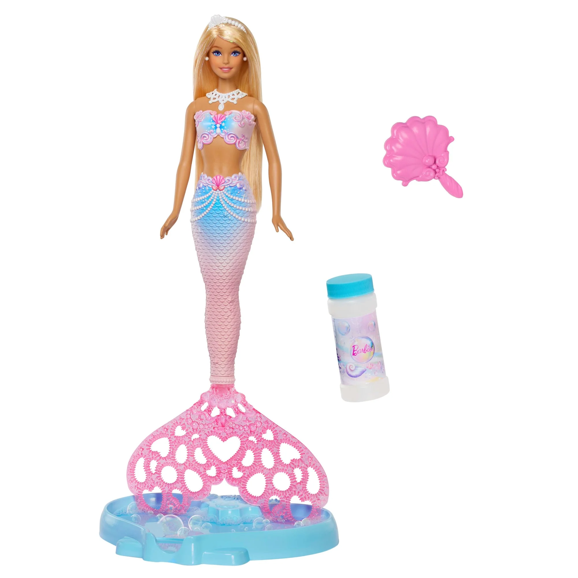 Barbie Bubble Sparkle Mermaid Doll with Bubble Wand and Solution