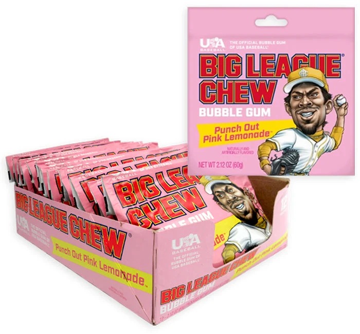 Big League Chew Punch Out Pink Lemonade Shredded Bubble Gum Pouch
