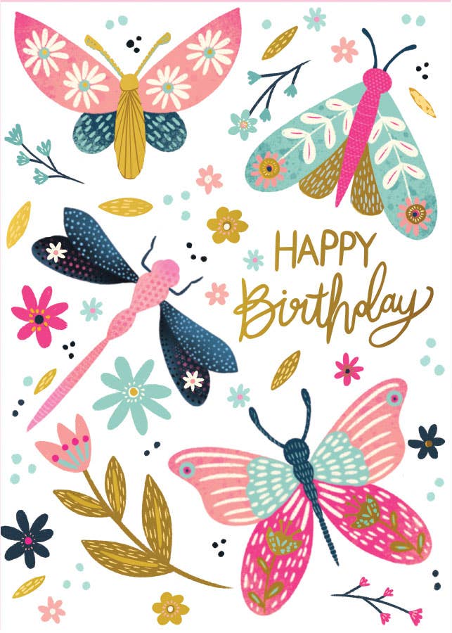Birthday Card -Foil - Butterflies 1 Birthday Card -Foil - Butterflies