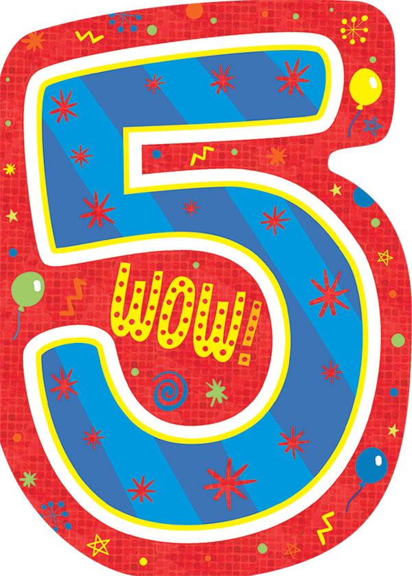 Birthday Note Card - 5th Birthday Foil 5 Birthday Note Card - 5th Birthday Foil