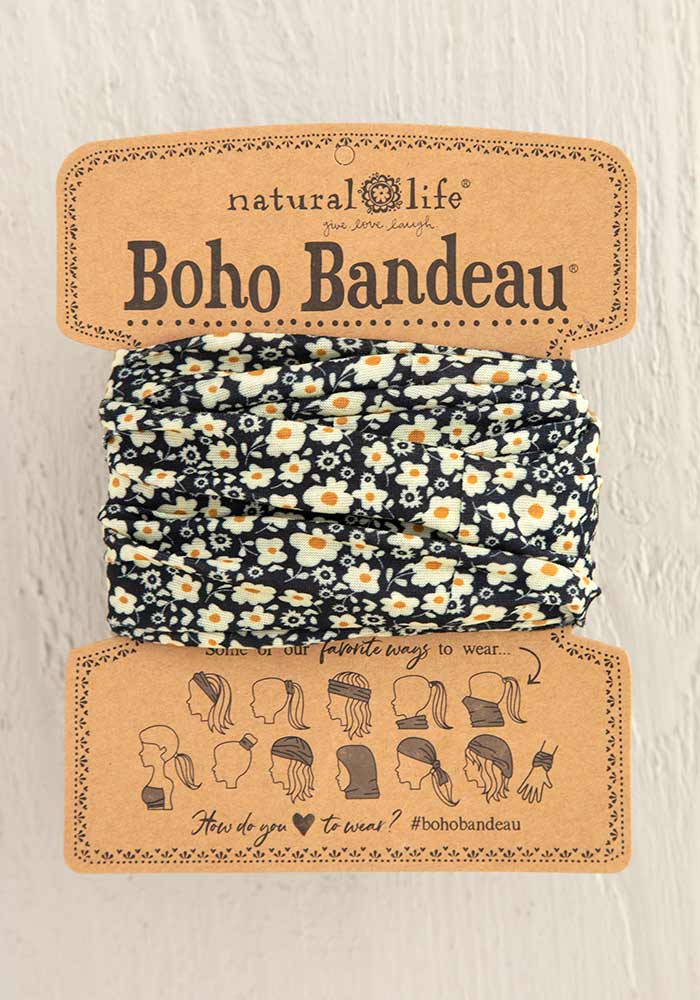 Black Cream Floral Print Boho Bandeau 12 Black Cream Floral Print Boho Bandeau