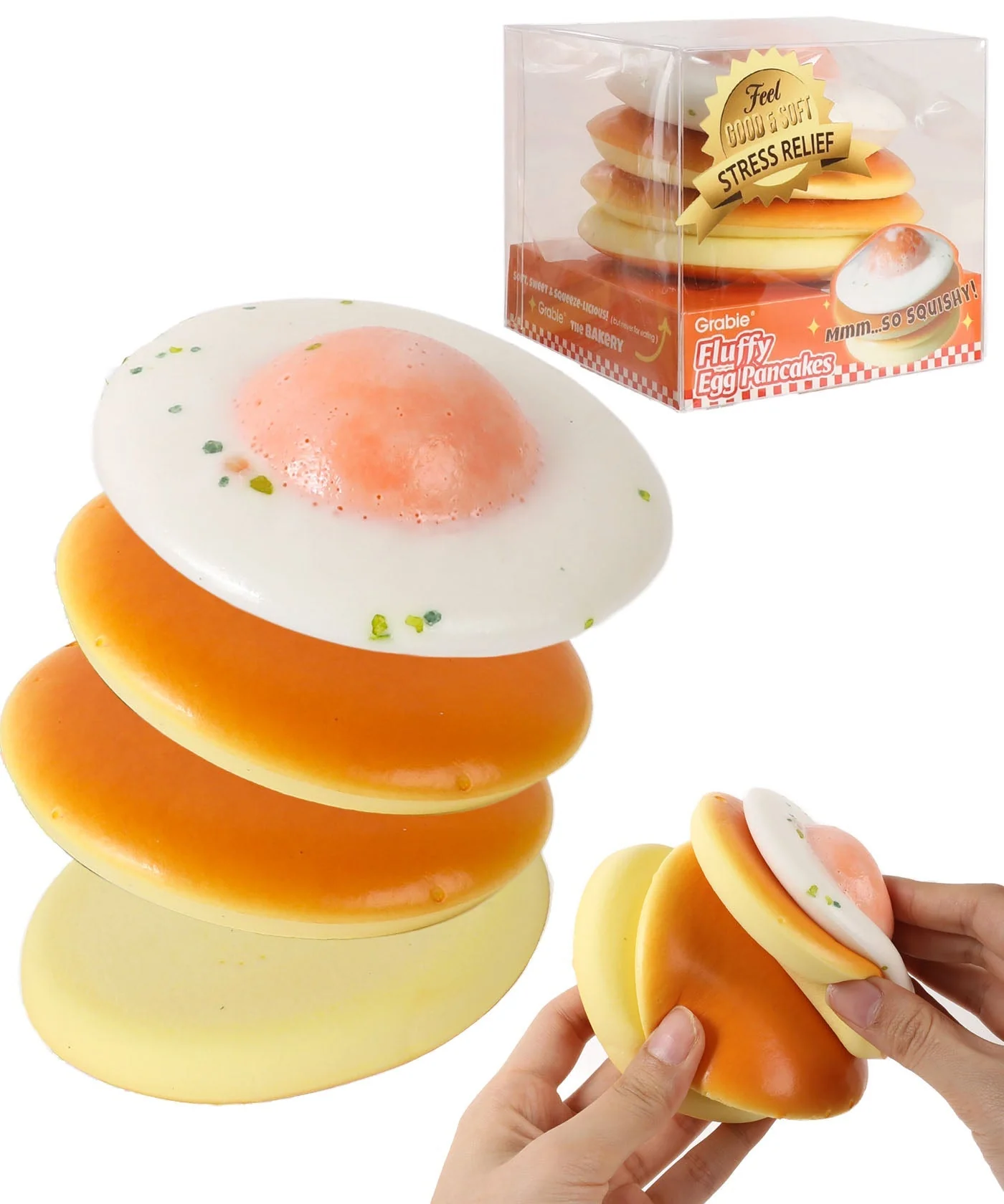 Grabie Ultimate Fluffy Egg Pancakes Stress Relief Squishy Toy 3 Grabie Ultimate Fluffy Egg Pancakes Stress Relief Squishy Toy