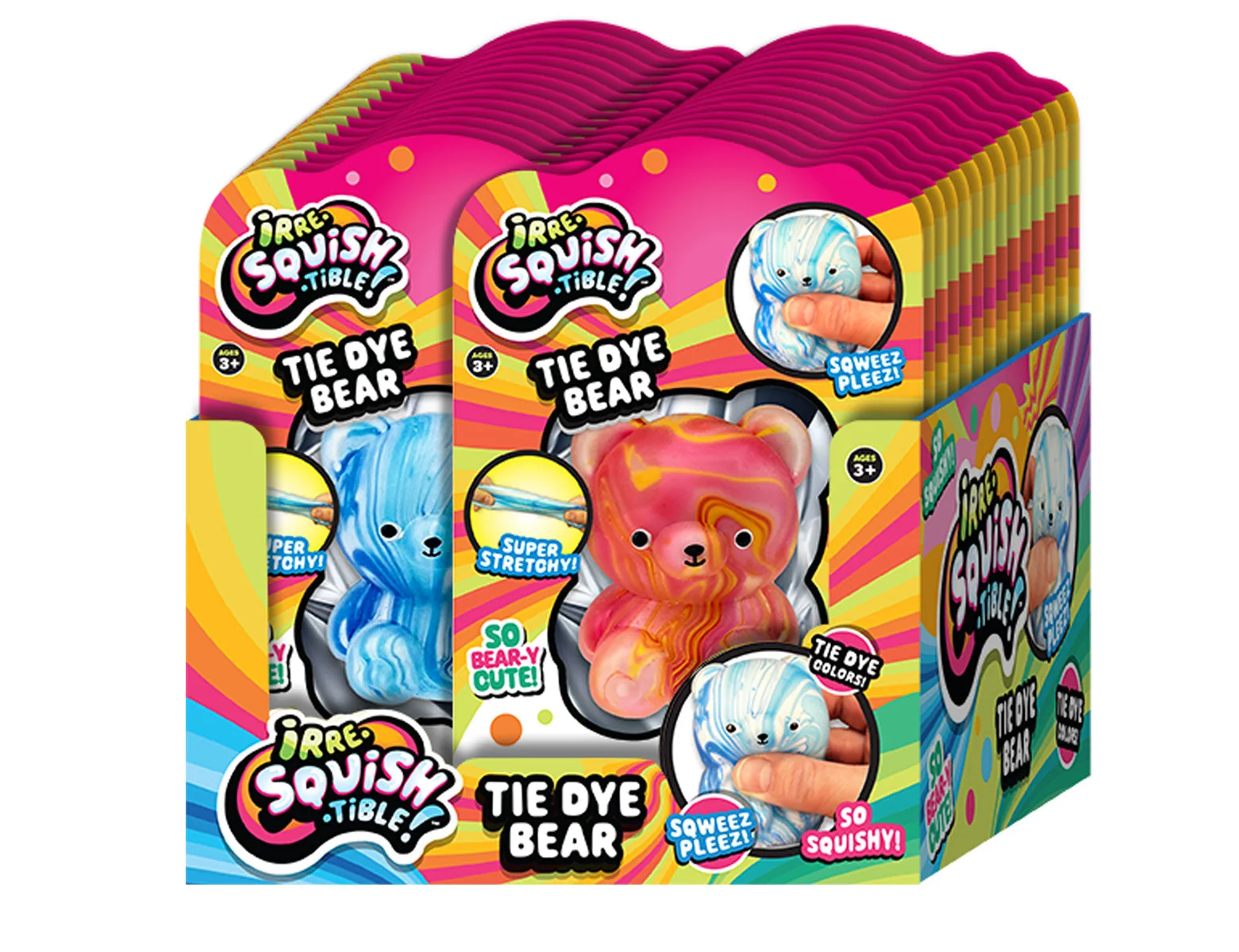 Squish Tie Dye Bear Assorted Styles 1 Squish Tie Dye Bear Assorted Styles