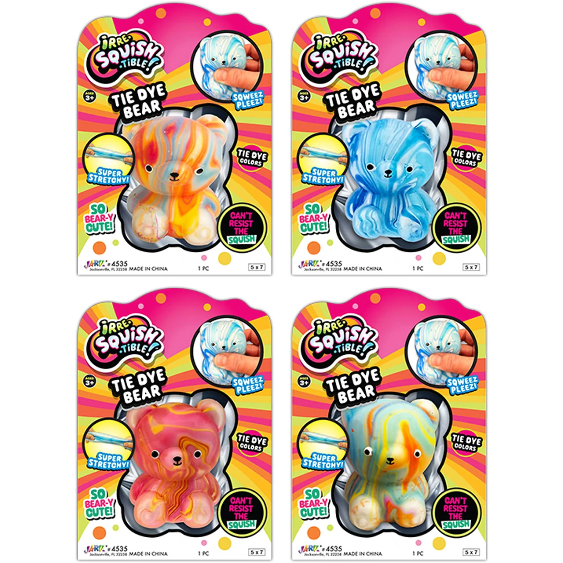Squish Tie Dye Bear Assorted Styles 2 Squish Tie Dye Bear Assorted Styles