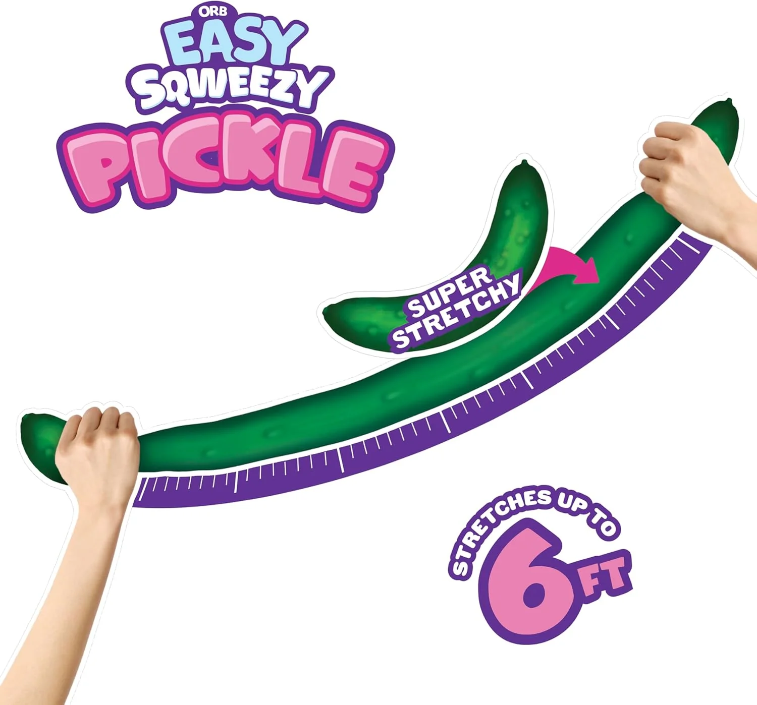 ORB Jumbo Easy Sqweezy Giant Stretchy Pickle Sensory Fidget Toy 2 ORB Jumbo Easy Sqweezy Giant Stretchy Pickle Sensory Fidget Toy