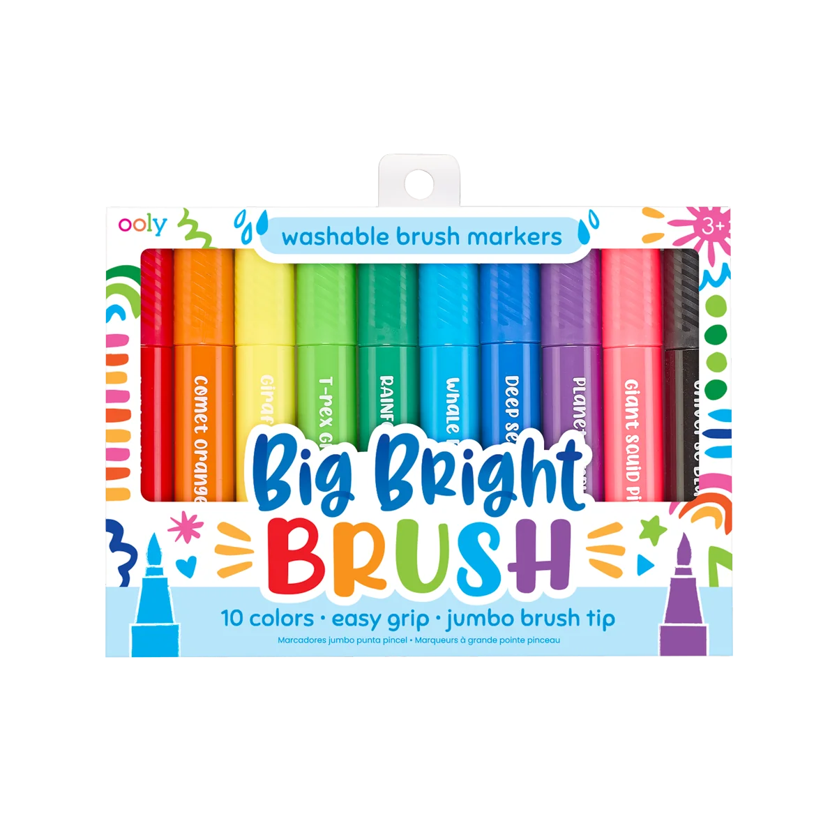 OOLY Big Bright Brush Markers Washable 10 Colors Set 23 OOLY Big Bright Brush Markers Washable 10 Colors Set