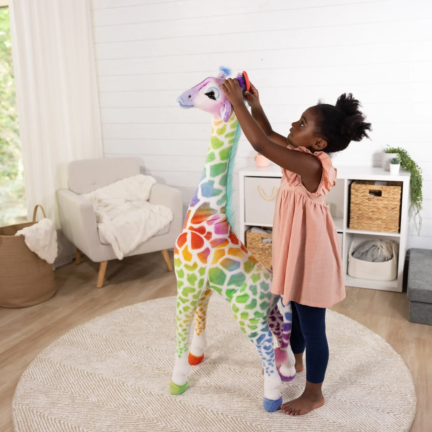 Melissa & Doug Rainbow Lifelike Plush Giraffe 4ft 4 Melissa & Doug Rainbow Lifelike Plush Giraffe 4ft
