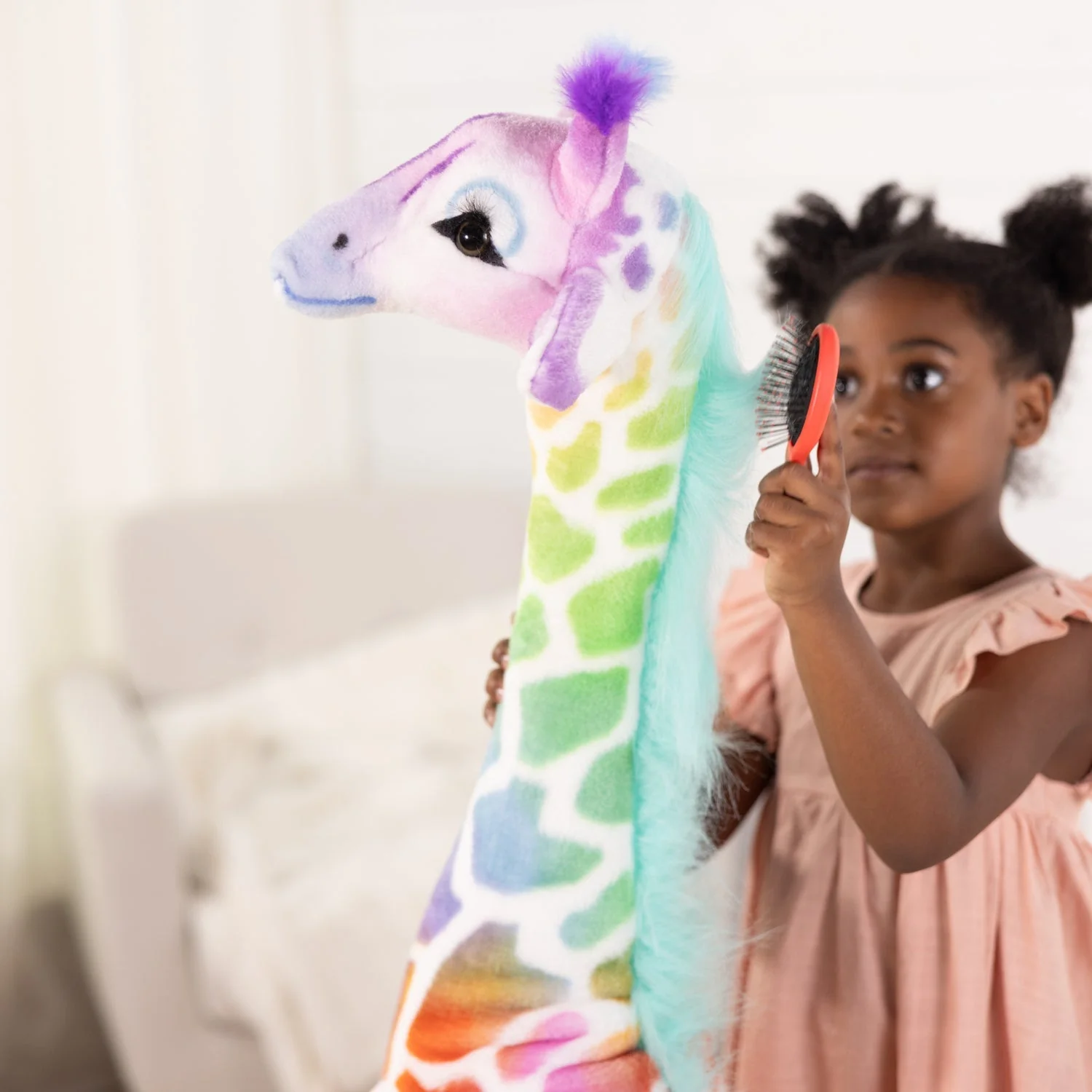 Melissa & Doug Rainbow Lifelike Plush Giraffe 4ft 5 Melissa & Doug Rainbow Lifelike Plush Giraffe 4ft