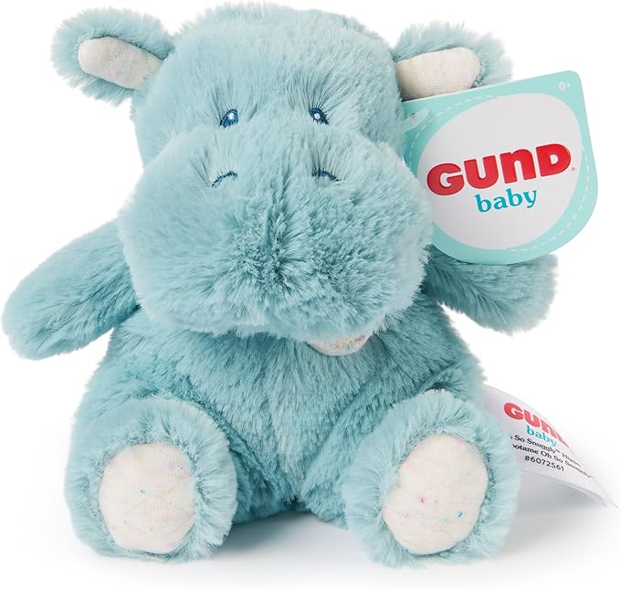 GUND Baby Oh So Snuggly Littles Teal Hippo Stuffed Animal 6 GUND Baby Oh So Snuggly Littles Teal Hippo Stuffed Animal