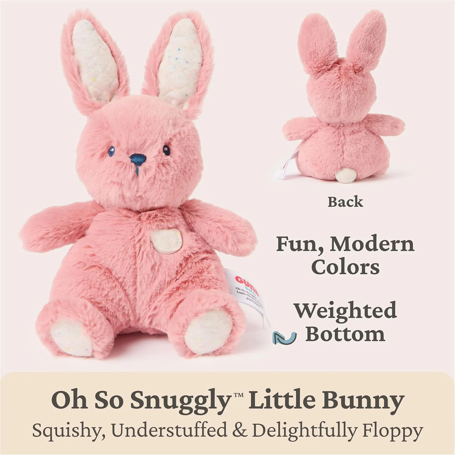 GUND Baby Oh So Snuggly Littles Pink Bunny Plush Toy 2 GUND Baby Oh So Snuggly Littles Pink Bunny Plush Toy