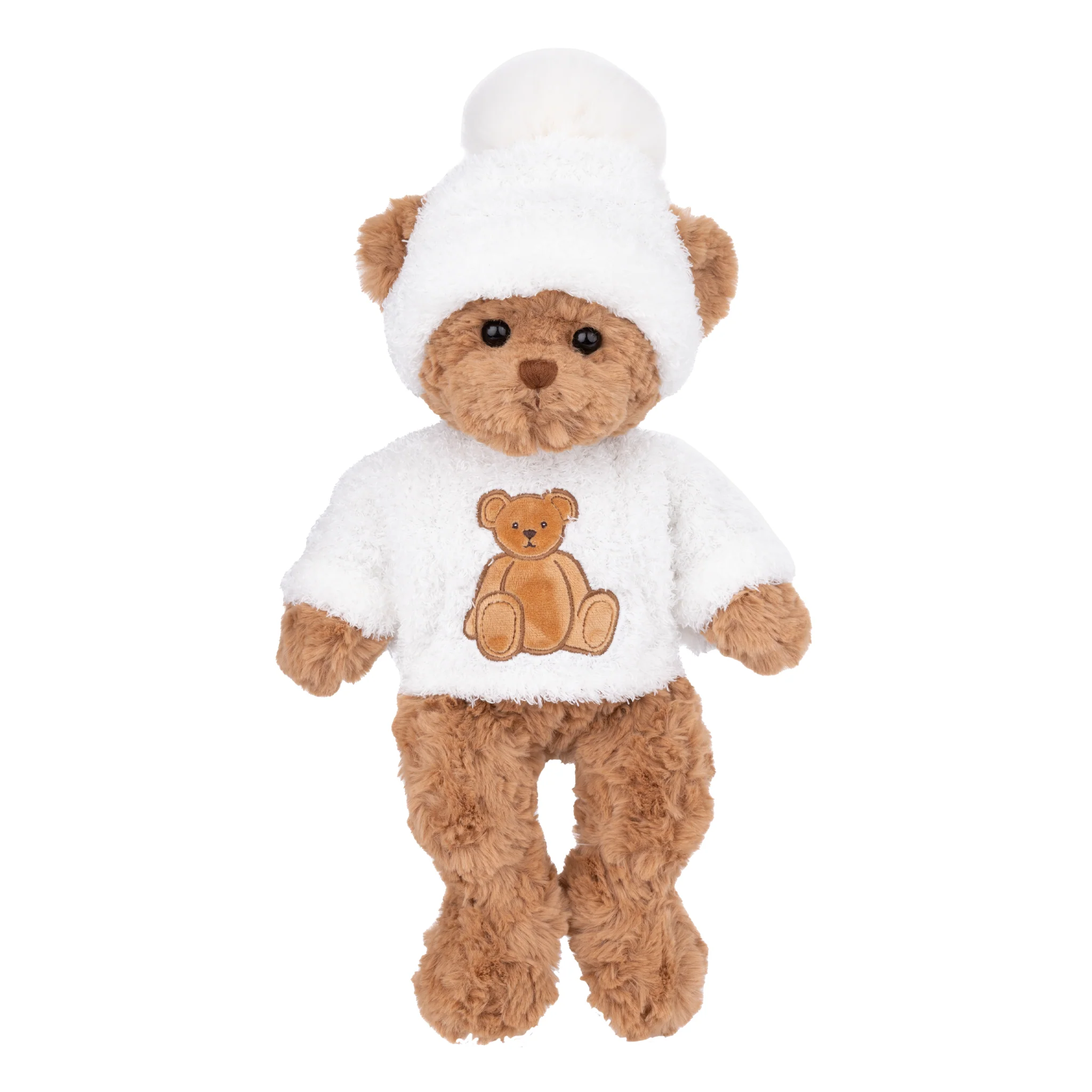 Hunter Plush Light Brown Bear Cozy Winter Beanie Sweater Stuffed Animal