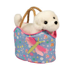 Dragonfly Sassy Sak Purse with White Dog Plush