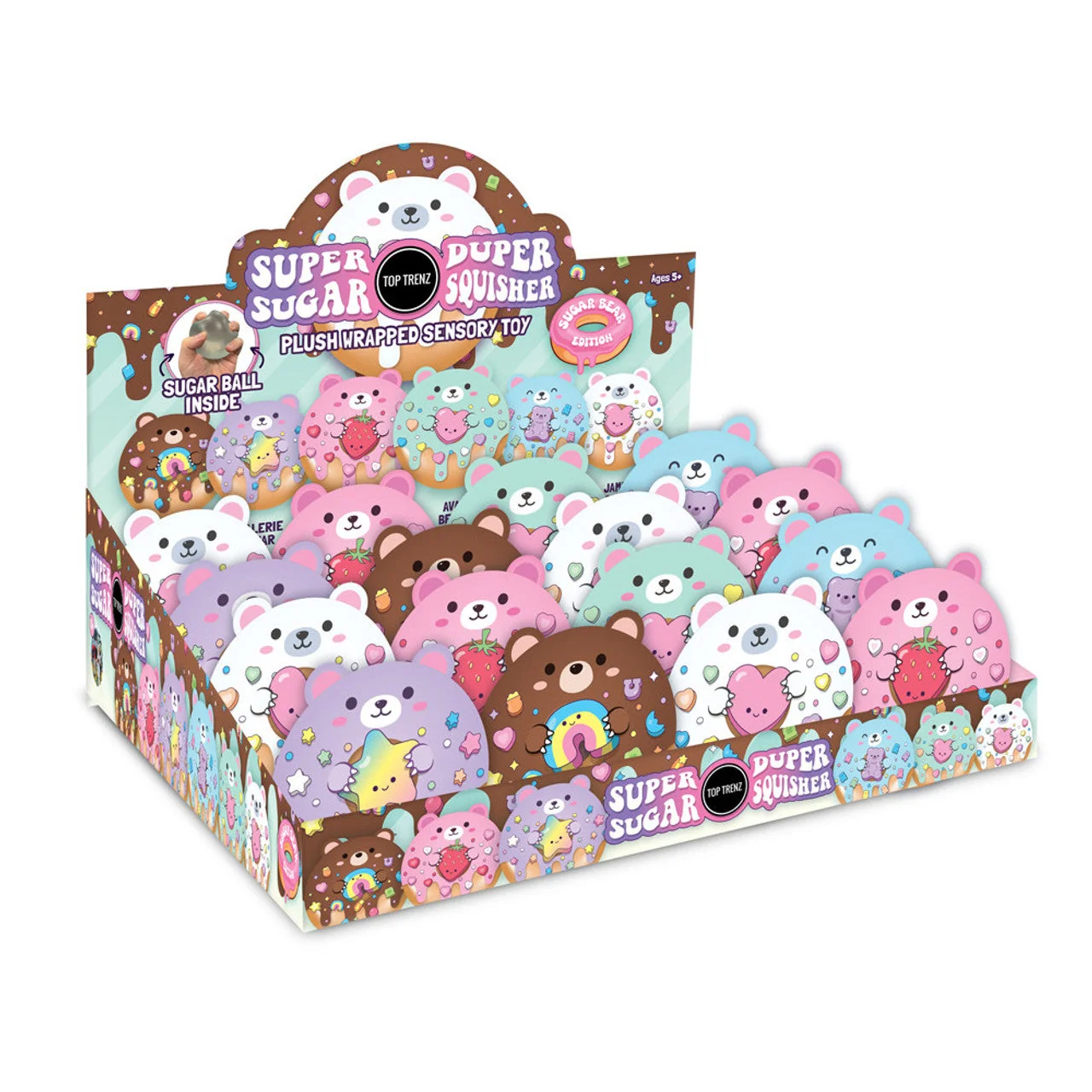 Super Duper Sugar Squisher Bear Donut Plush Fidget Sensory Toy 2 Super Duper Sugar Squisher Bear Donut Plush Fidget Sensory Toy