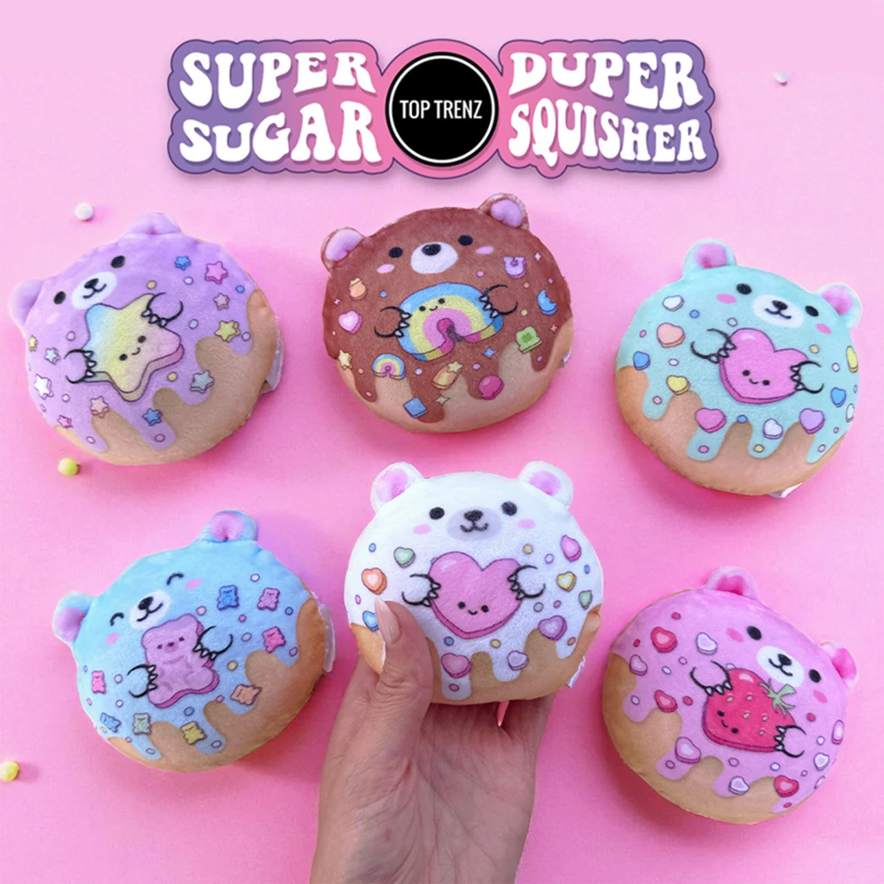 Super Duper Sugar Squisher Bear Donut Plush Fidget Sensory Toy 4 Super Duper Sugar Squisher Bear Donut Plush Fidget Sensory Toy