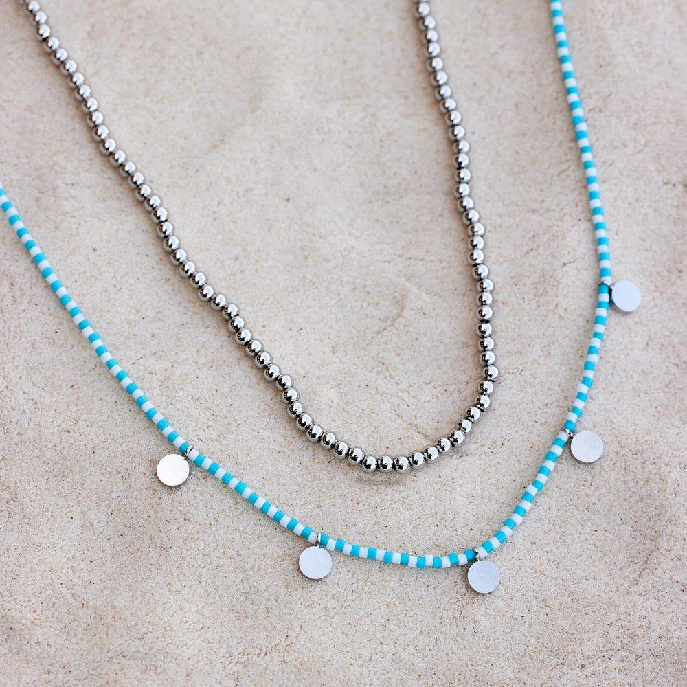 Blue & Silver Cabana Necklace Set 4 Blue & Silver Cabana Necklace Set