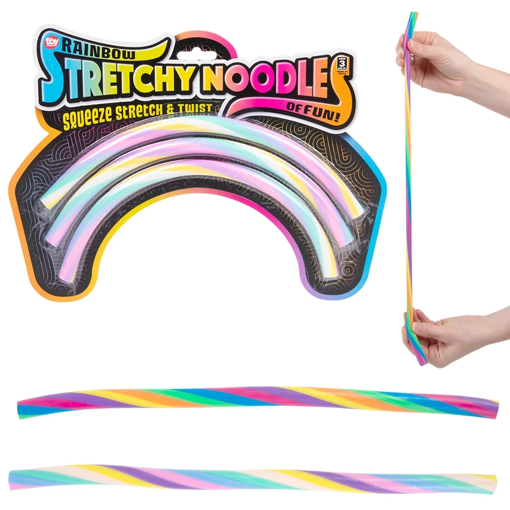13 Inch Rainbow Stretchy Noodle Fidget Toy 3-Pack