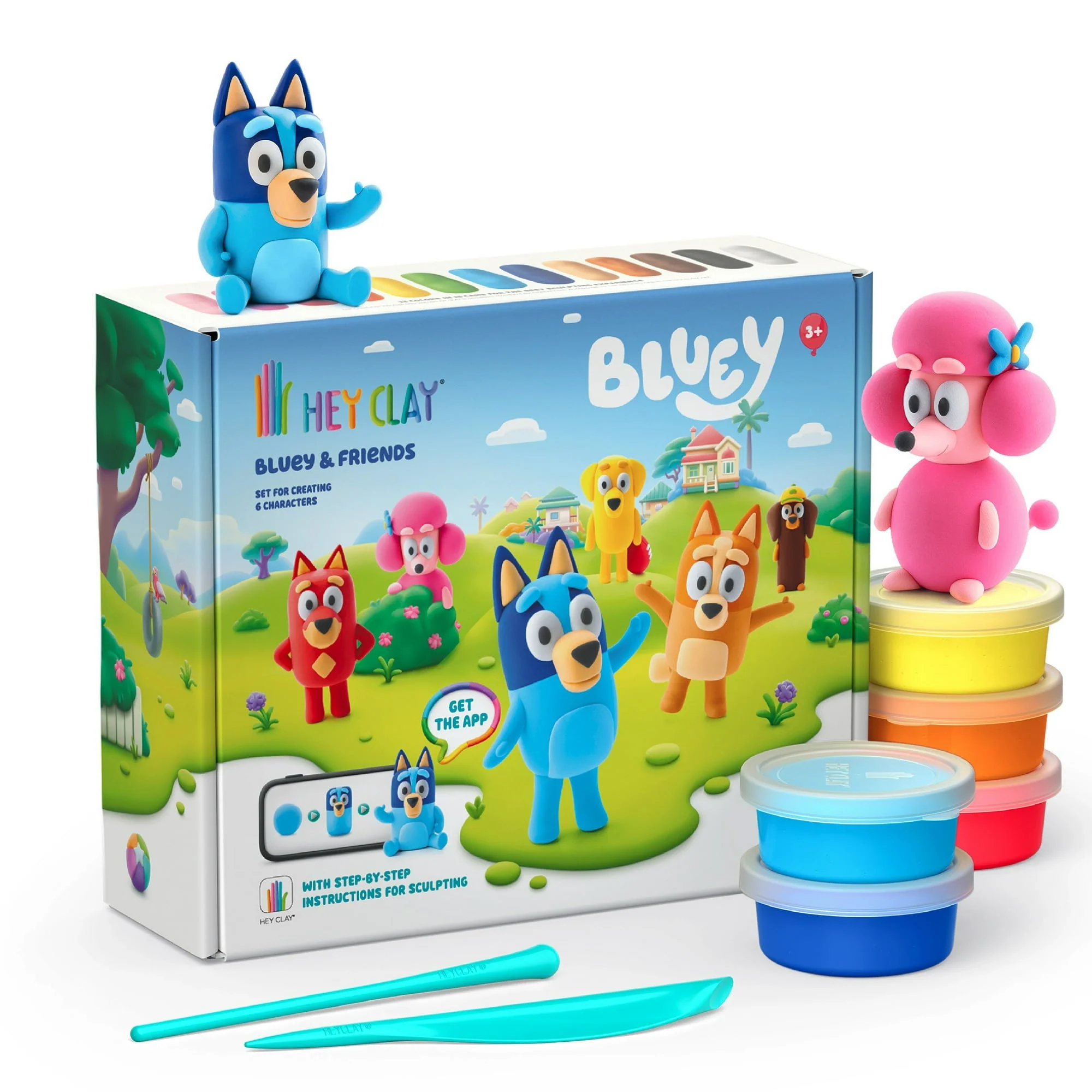 Bluey and Friends Hey Clay Air-Dry Modeling Clay Set with Interactive App