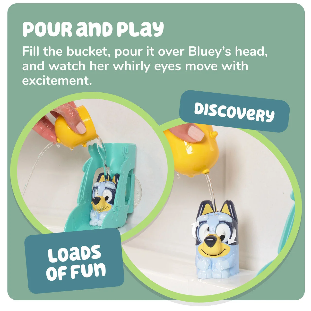 Bluey Toomies Waterslide Bath Toy with Pouring Bucket for Toddlers