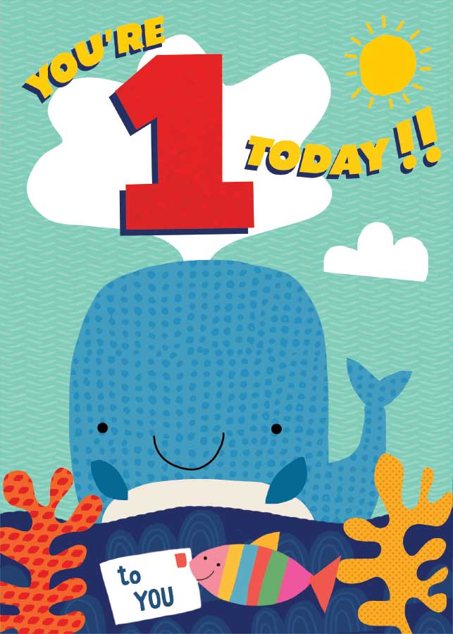 1st Birthday Whale Foil Card 3 1st Birthday Whale Foil Card