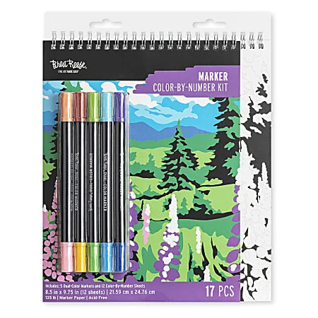 Brea Reese Color-by-Number Marker Pad Kit Mountain Landscapes 1 Brea Reese Color-by-Number Marker Pad Kit Mountain Landscapes