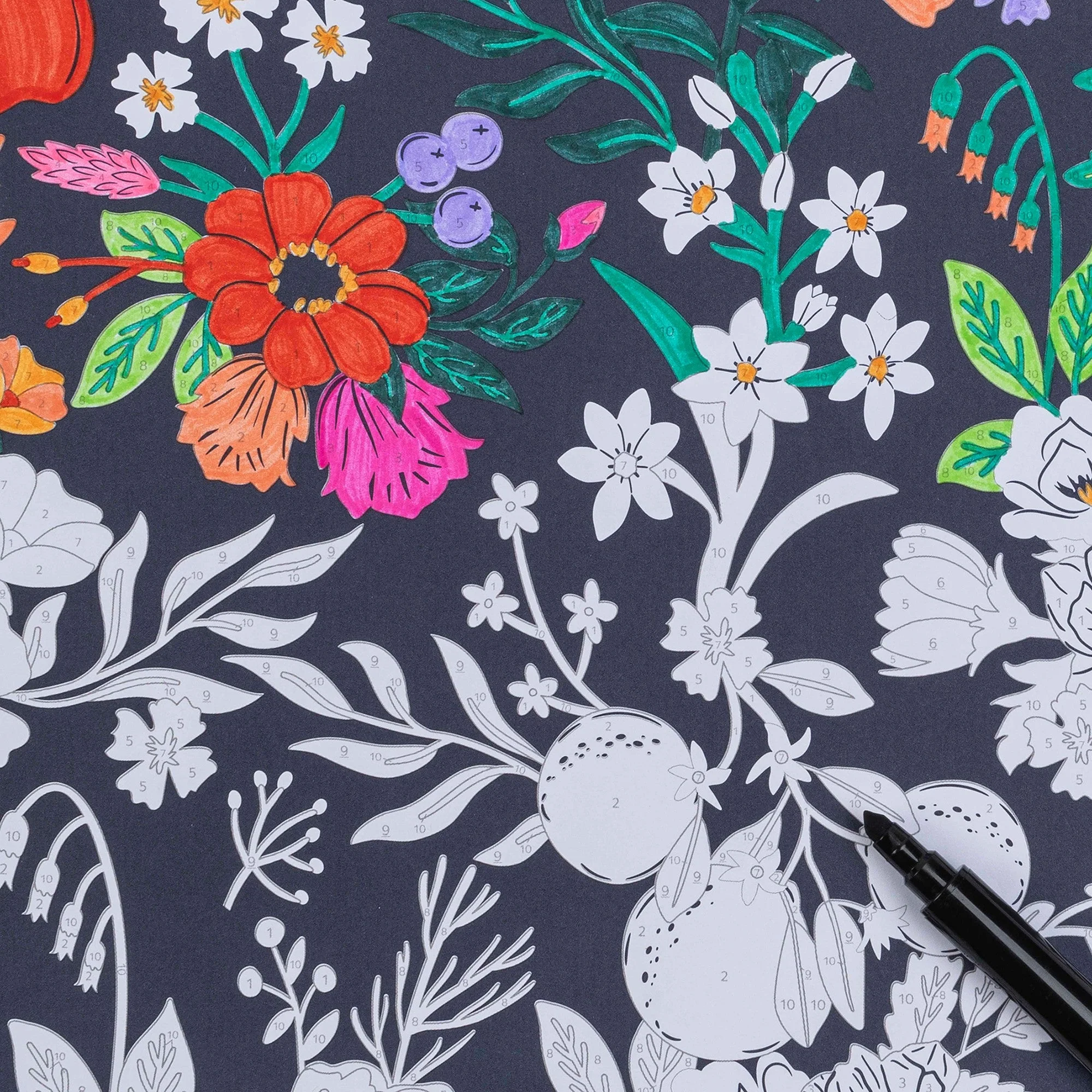 Brea Reese Vivid Color-By-Number Marker Kit Whimsical Botanicals 17 Piece 4 Brea Reese Vivid Color-By-Number Marker Kit Whimsical Botanicals 17 Piece