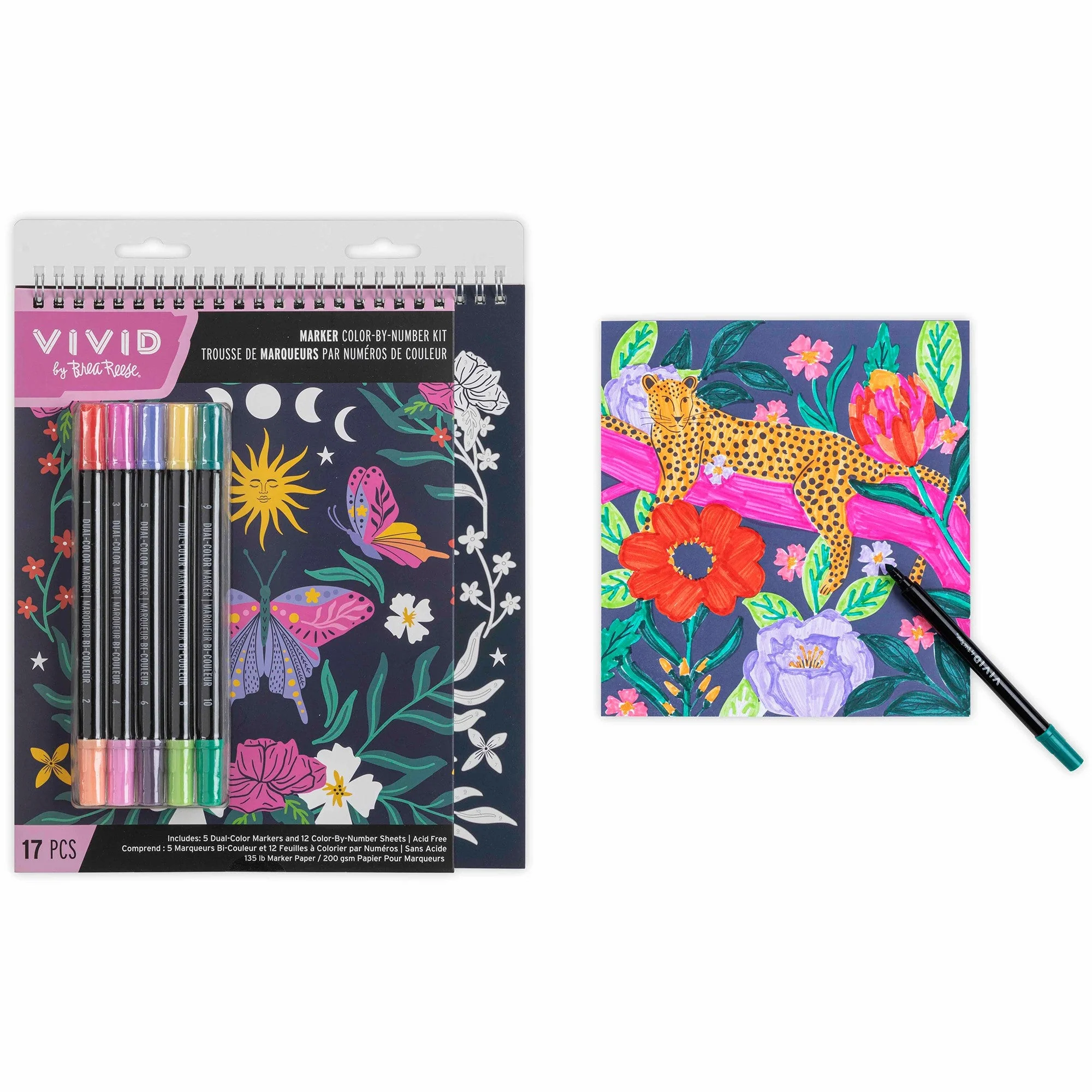 Brea Reese Vivid Color-By-Number Marker Kit Whimsical Botanicals 17 Piece 5 Brea Reese Vivid Color-By-Number Marker Kit Whimsical Botanicals 17 Piece