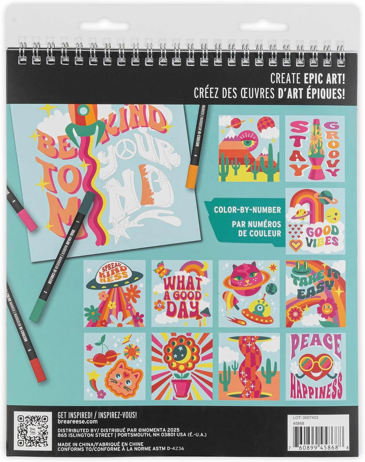 Brea Reese Vivid Marker Color-By-Number Kit Good Vibes 2 Brea Reese Vivid Marker Color-By-Number Kit Good Vibes
