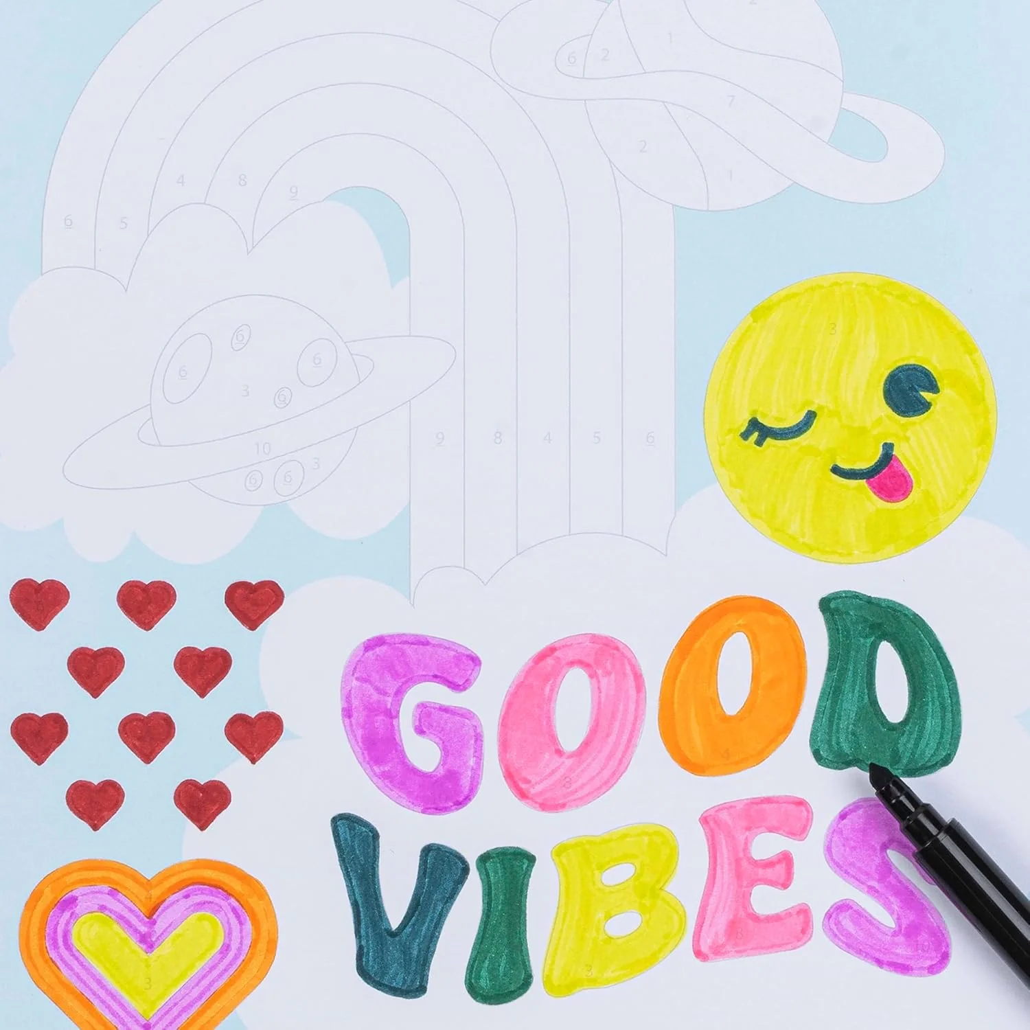 Brea Reese Vivid Marker Color-By-Number Kit Good Vibes 4 Brea Reese Vivid Marker Color-By-Number Kit Good Vibes