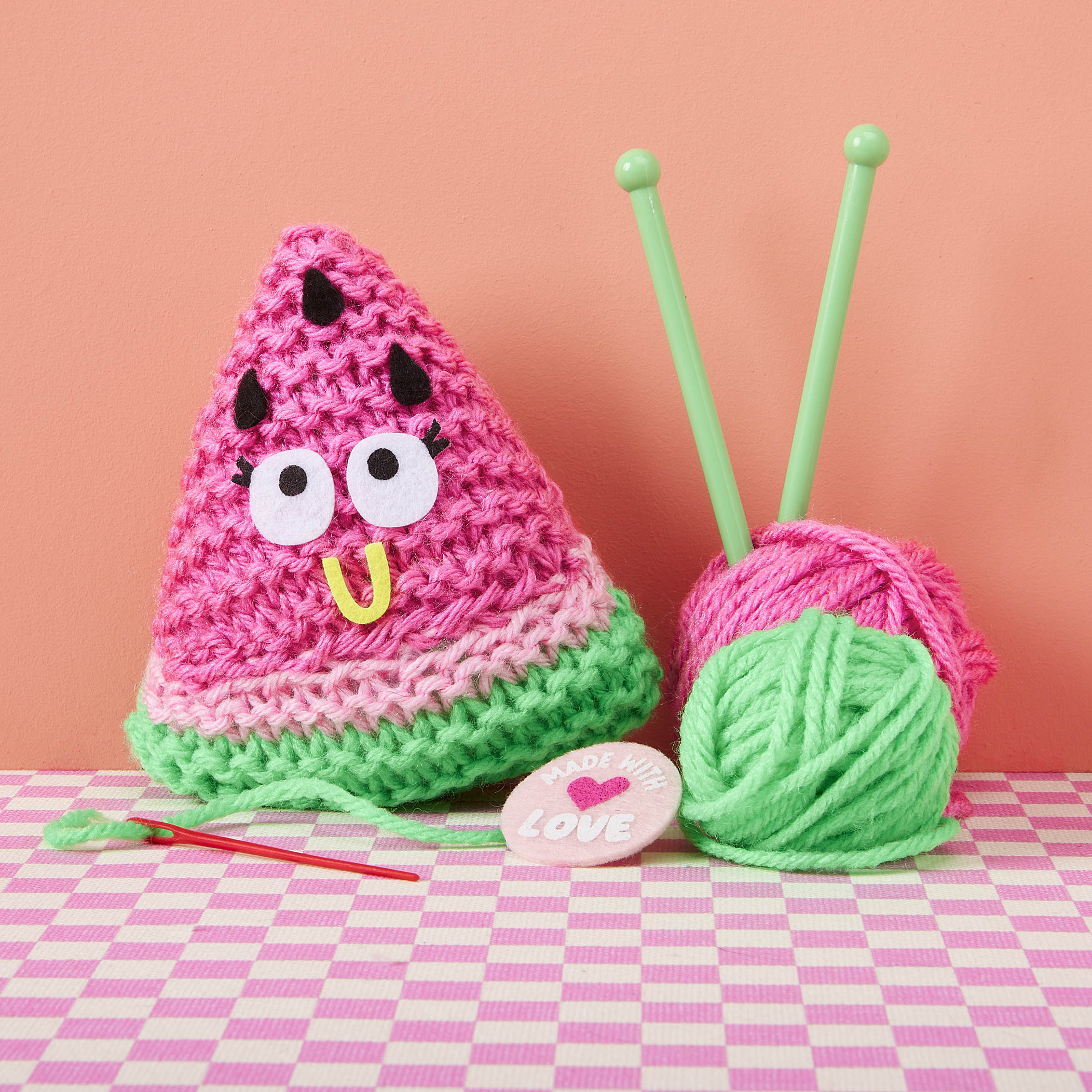 Bright Stripes Snack Knit Kit WaterMelonie Beginner Knitting Project