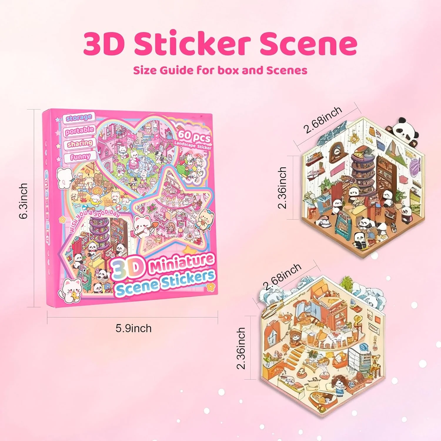 3D Sticker Scenes: DIY Miniature Cartoon Animals & Houses Stress Relief Fun 4 3D Sticker Scenes: DIY Miniature Cartoon Animals & Houses Stress Relief Fun