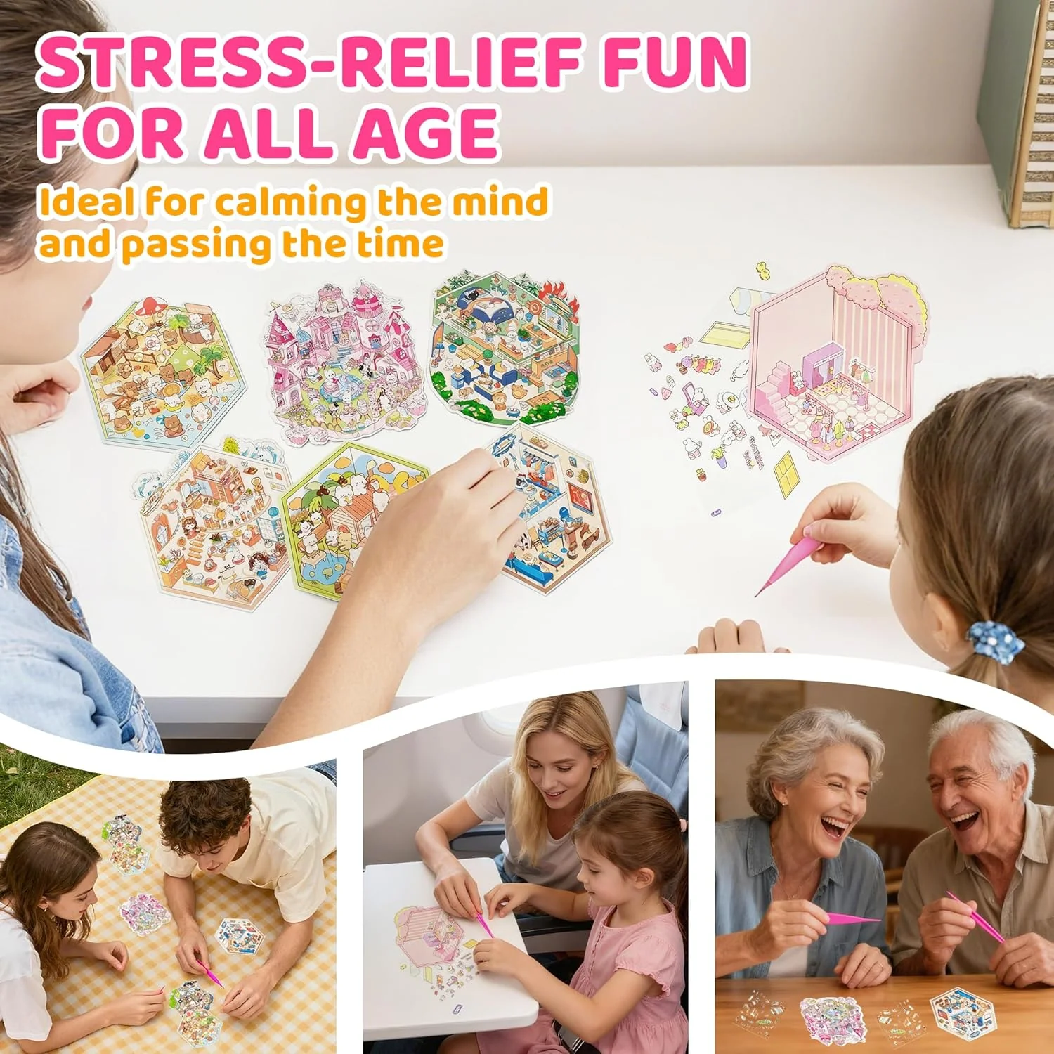 3D Sticker Scenes: DIY Miniature Cartoon Animals & Houses Stress Relief Fun 7 3D Sticker Scenes: DIY Miniature Cartoon Animals & Houses Stress Relief Fun