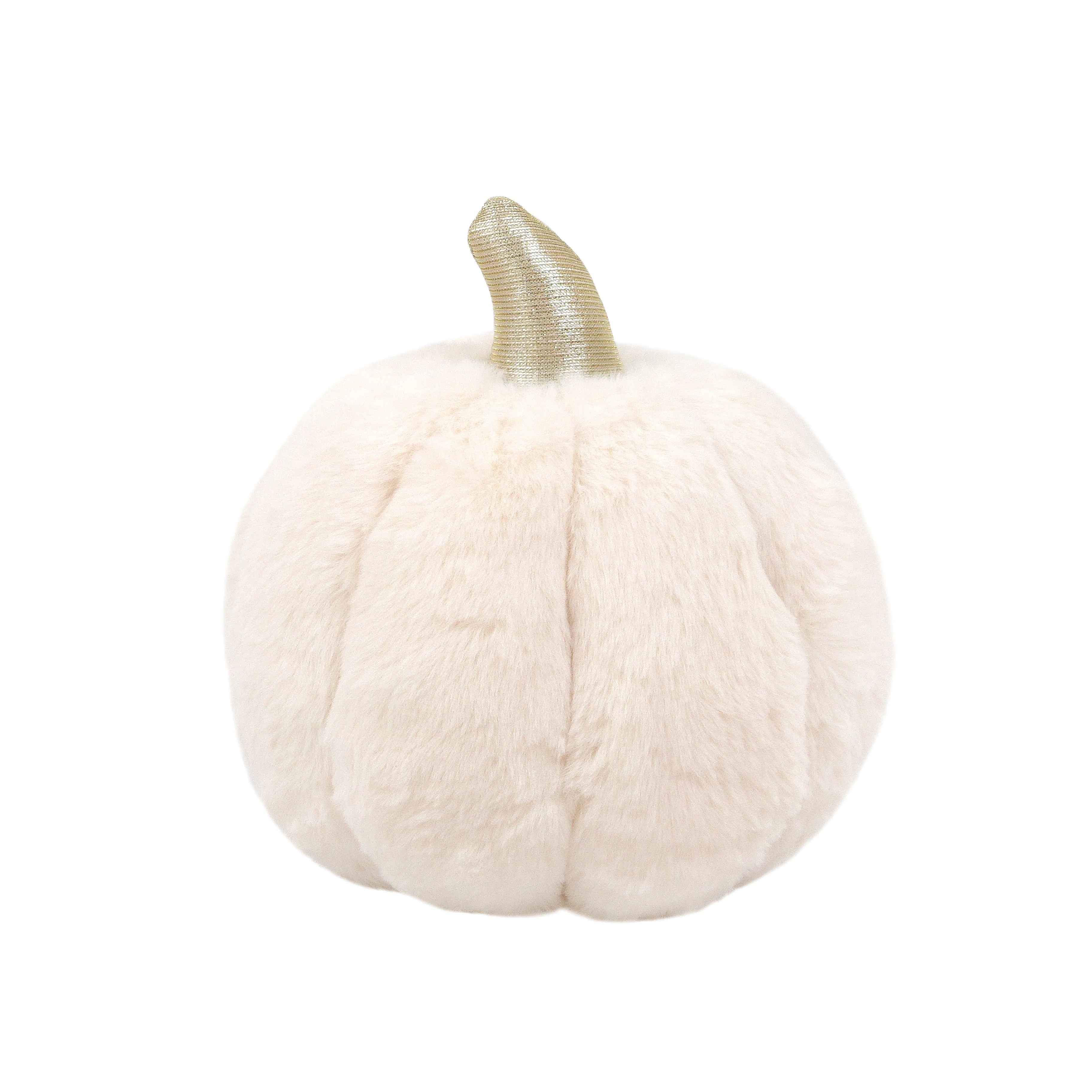 Charming White Plush Pumpkin Whimsical Halloween Fall Room Decor