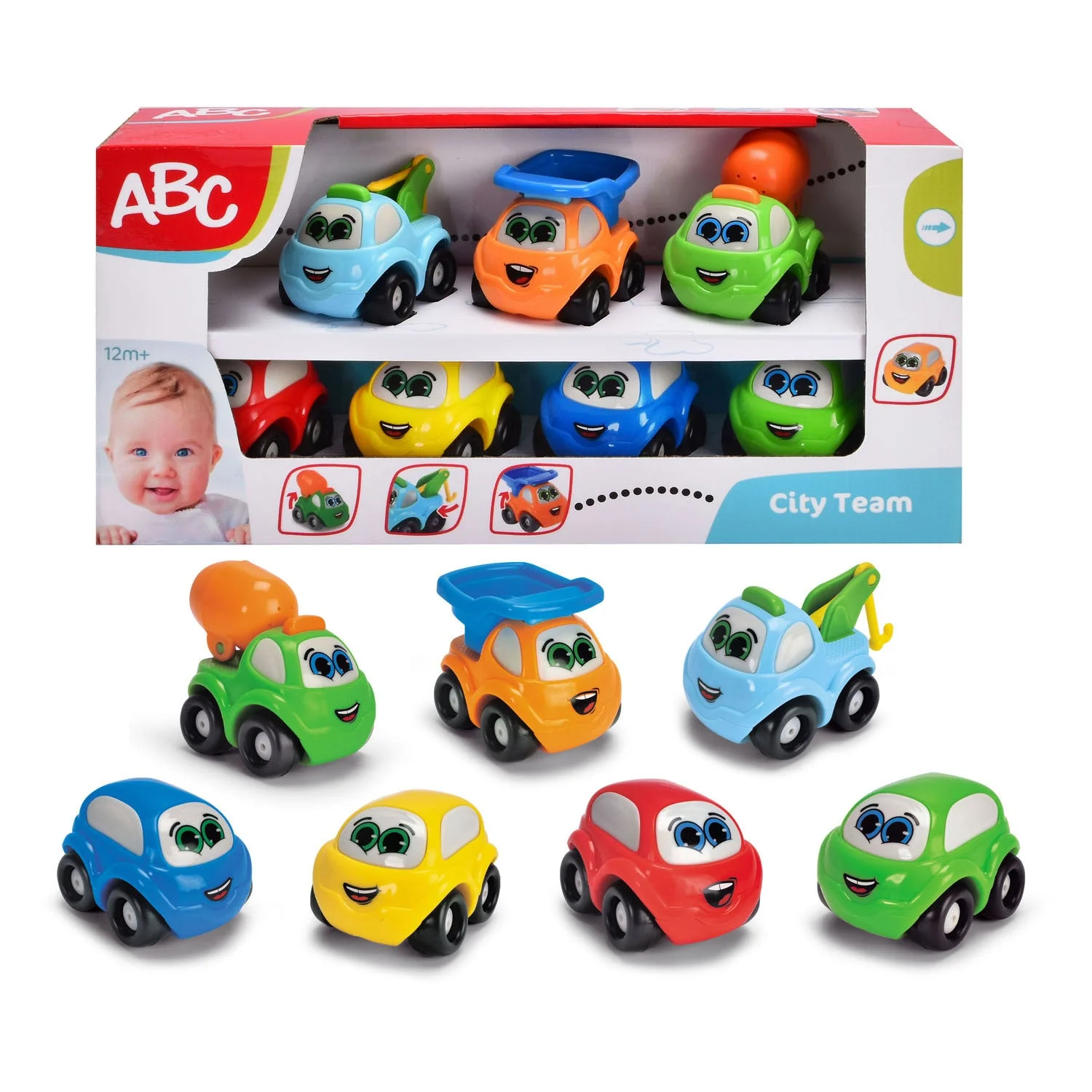 ABC City Team 7-Piece Colorful City Vehicle Toy Car Set