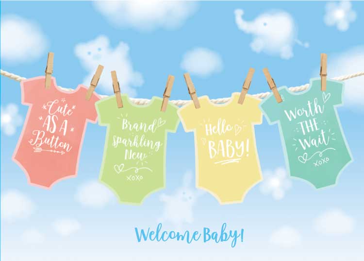 Adorable Embossed Baby Shower Note Card with Pastel Onesies 3 Adorable Embossed Baby Shower Note Card with Pastel Onesies