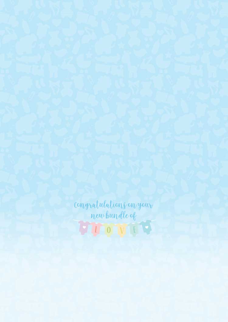 Adorable Embossed Baby Shower Note Card with Pastel Onesies
