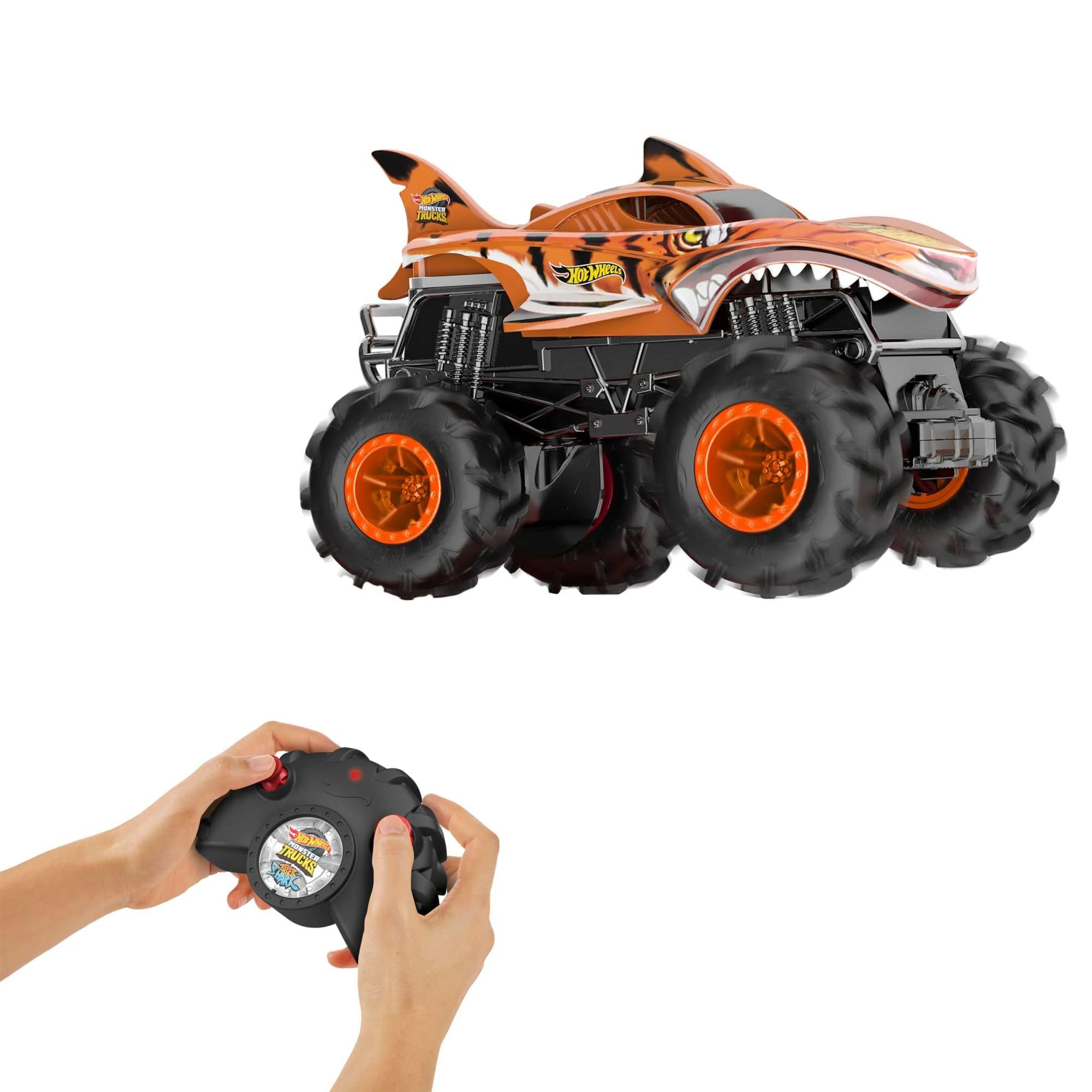 Hot Wheels RC Monster Trucks 1:24 Scale Tiger Shark Vehicle 2 Hot Wheels RC Monster Trucks 1:24 Scale Tiger Shark Vehicle