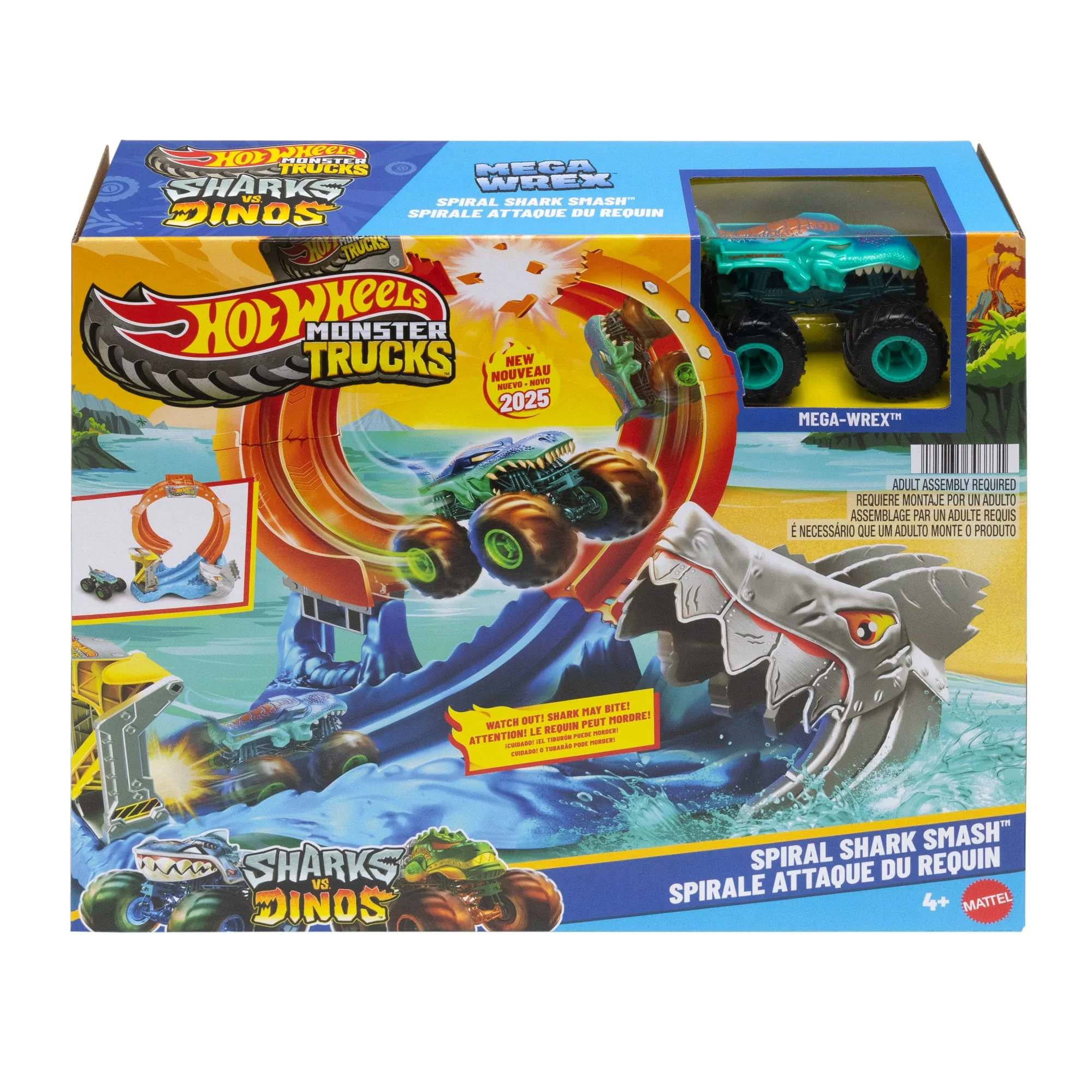 Hot Wheels Monster Trucks Corkscrew Shark Smash Track Set 6 Hot Wheels Monster Trucks Corkscrew Shark Smash Track Set