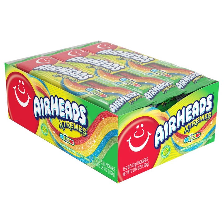 Airheads Xtremes Sour Candy Belts Strawberry Rainbow
