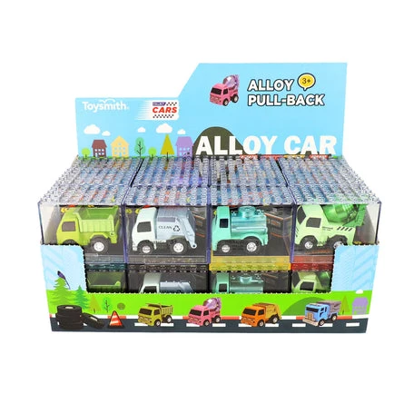 Alloy Alley Medium Pull-Back Die Cast Vehicle in Stackable Building Block B0X Single Car