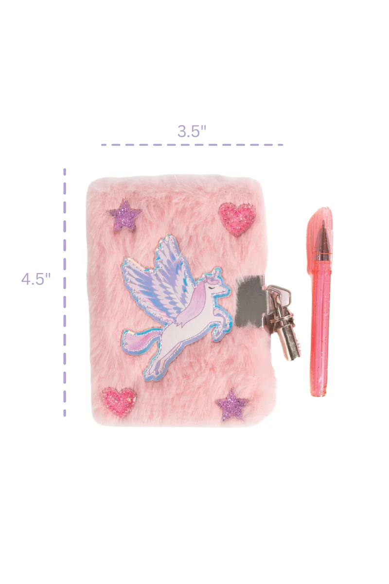 Amazing Alicorn Mini Furry Journal with Pen, Lock 5 Amazing Alicorn Mini Furry Journal with Pen, Lock