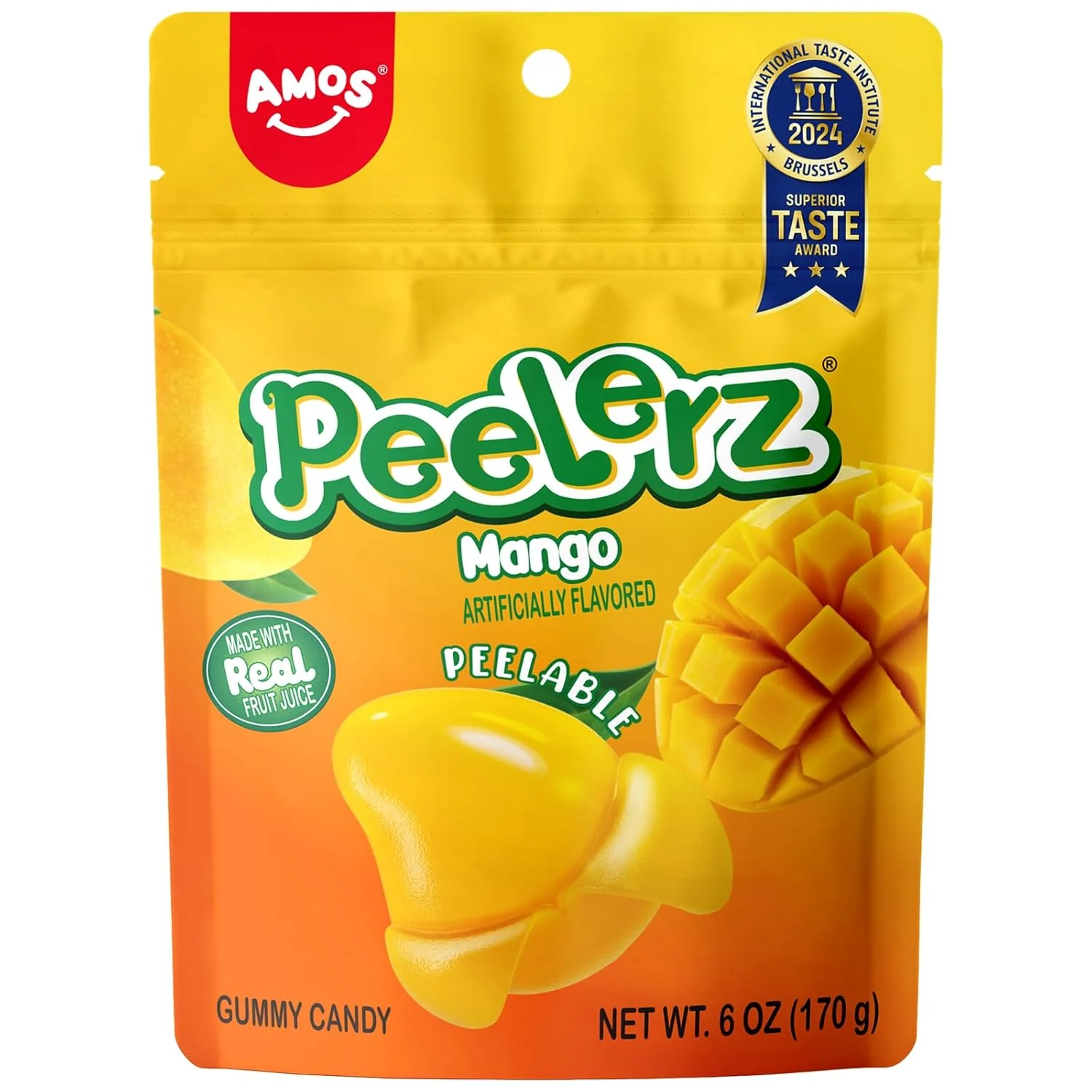 Amos Peelerz Mango Peelable Gummy Candy Real Fruit Juice Snack 1 Amos Peelerz Mango Peelable Gummy Candy Real Fruit Juice Snack