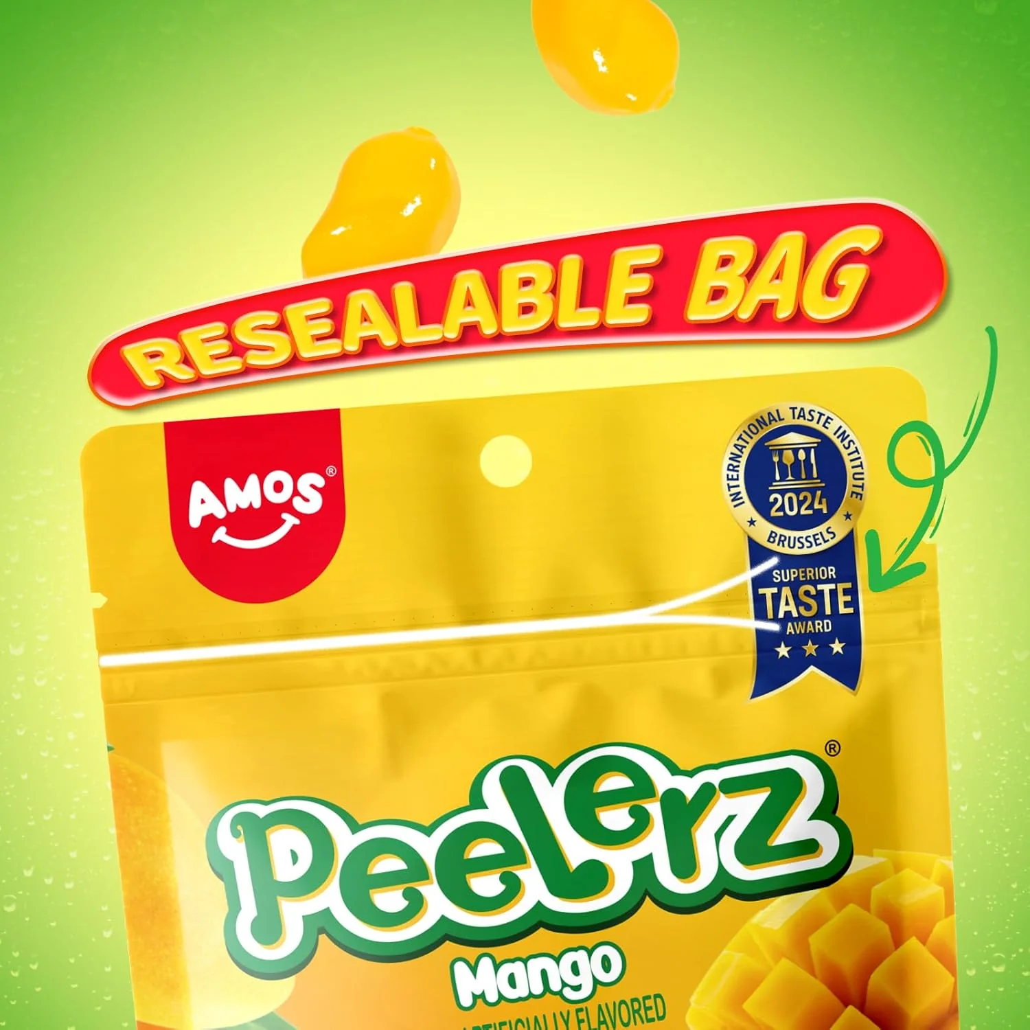 Amos Peelerz Mango Peelable Gummy Candy Real Fruit Juice Snack 4 Amos Peelerz Mango Peelable Gummy Candy Real Fruit Juice Snack