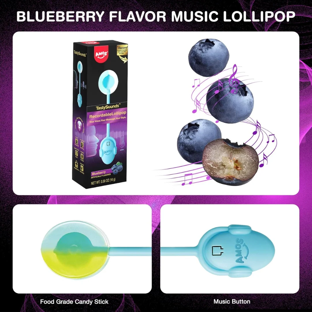 AMOS Recordable Music Blueberry Lollipop 6 AMOS Recordable Music Blueberry Lollipop