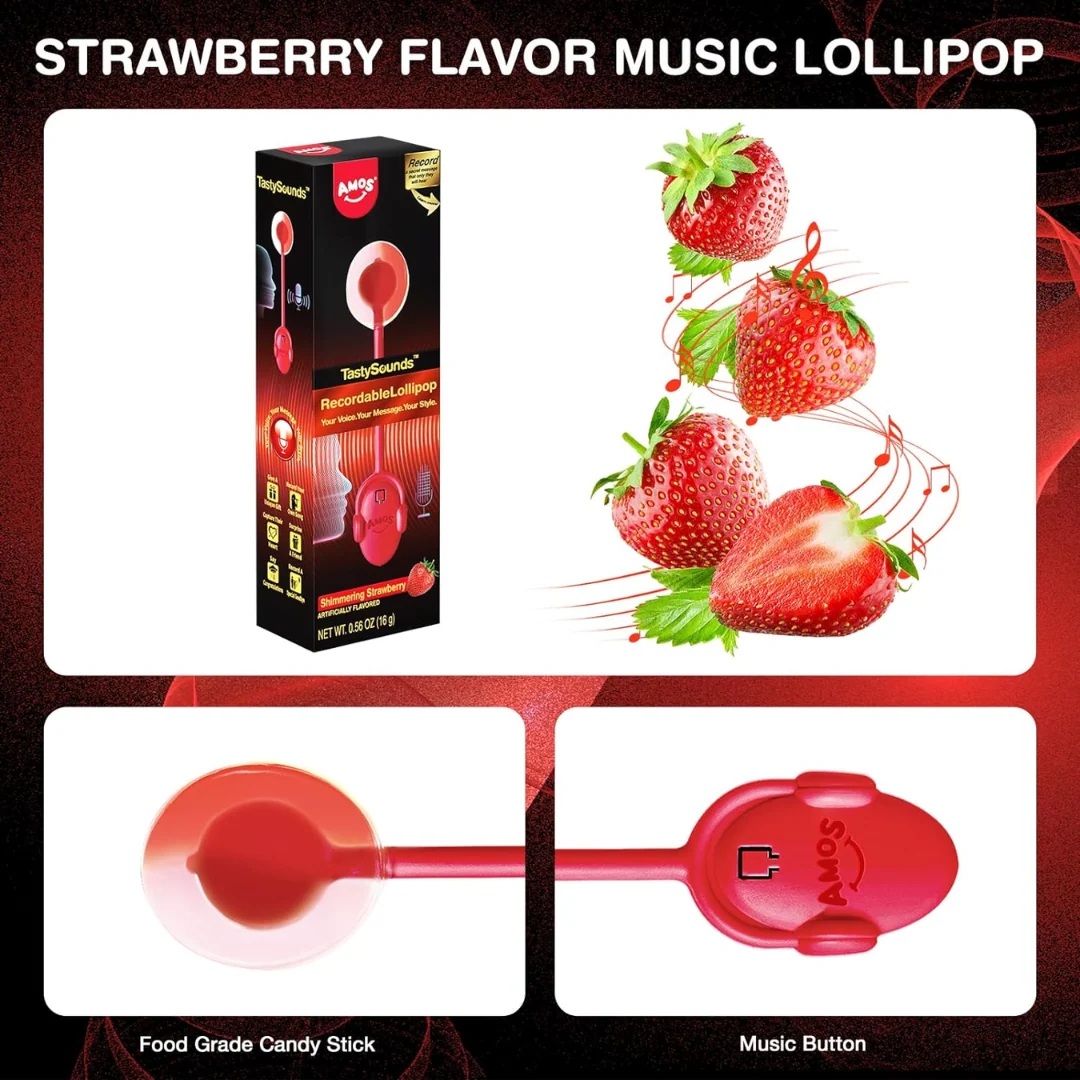 AMOS Recordable Music Strawberry Lollipop 6 AMOS Recordable Music Strawberry Lollipop
