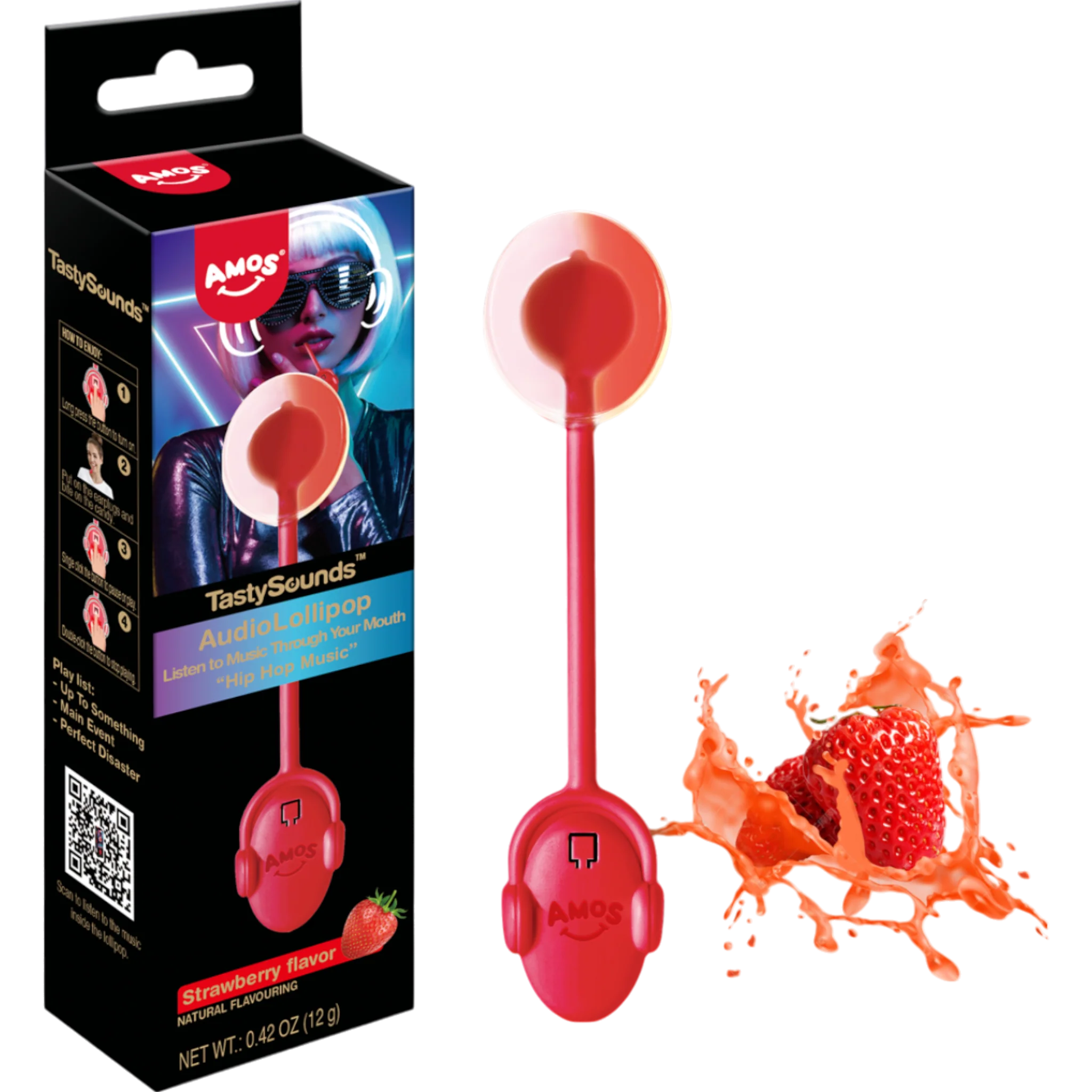 Amos Tasty Sounds Audio Music Lollipop Strawberry Flavor Candy 2 Amos Tasty Sounds Audio Music Lollipop Strawberry Flavor Candy